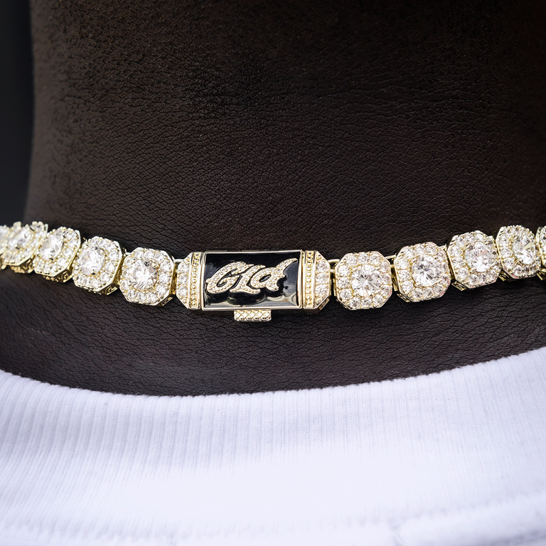 Set tenisovej retiazky + náramku v žltom zlate - 12 mm