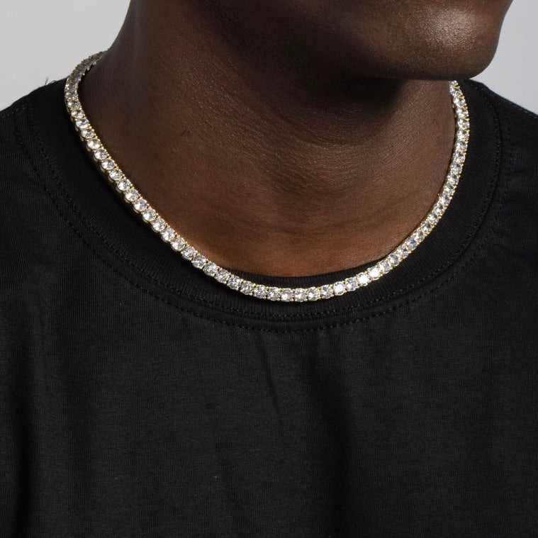 Set ICED tenisovej retiazky a náramku v žltom zlate - 5 mm