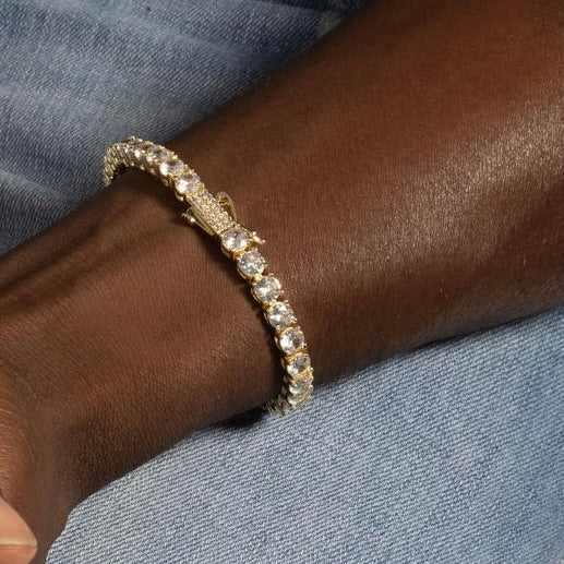 Set lanț de tenis din diamant și brățară din aur galben - 5 mm