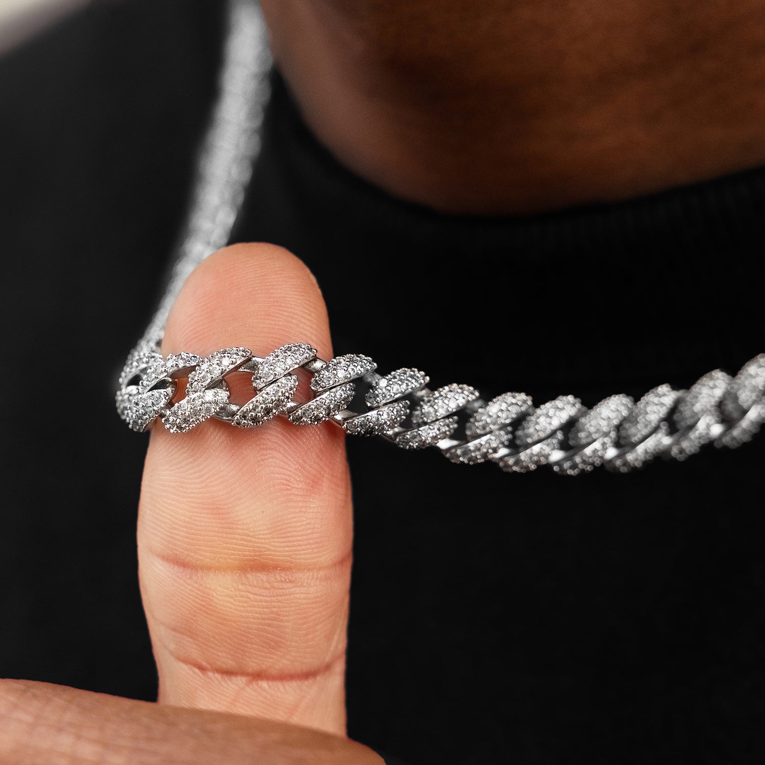 ICED retiazka z bieleho zlata Cuban - 8,5 mm