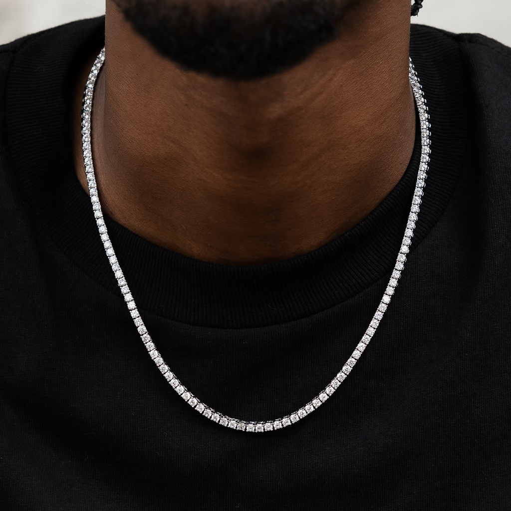 Łańcuszek tenisowy z białego złota - 3 mm