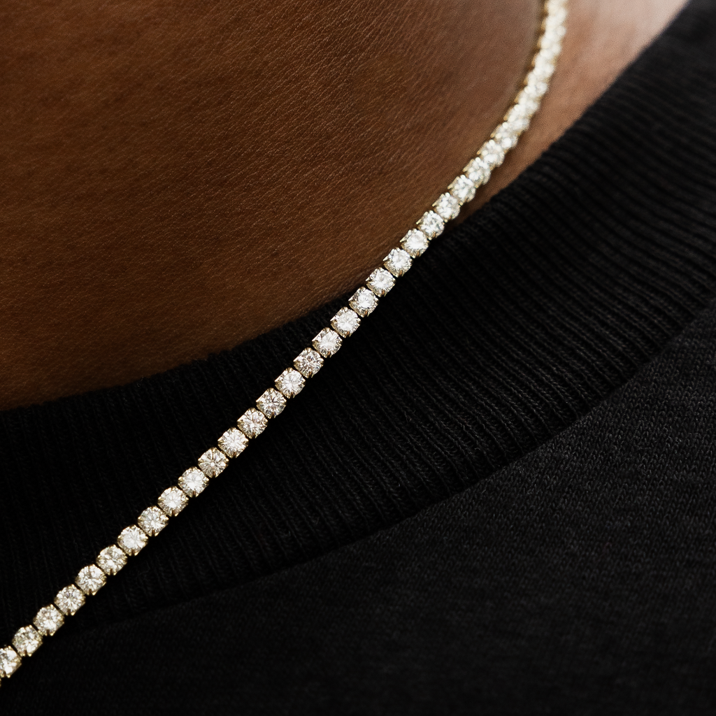 Lanț micro tenis din aur galben