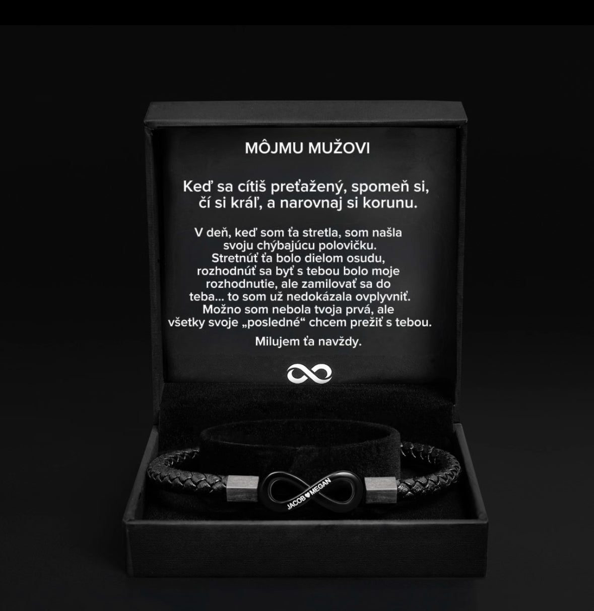 "Pre môjho muža“ – Personalizovaný náramok s nekonečnom
