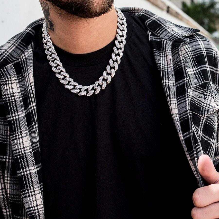 ICE retiazka Cuban z bieleho zlata - 19 mm