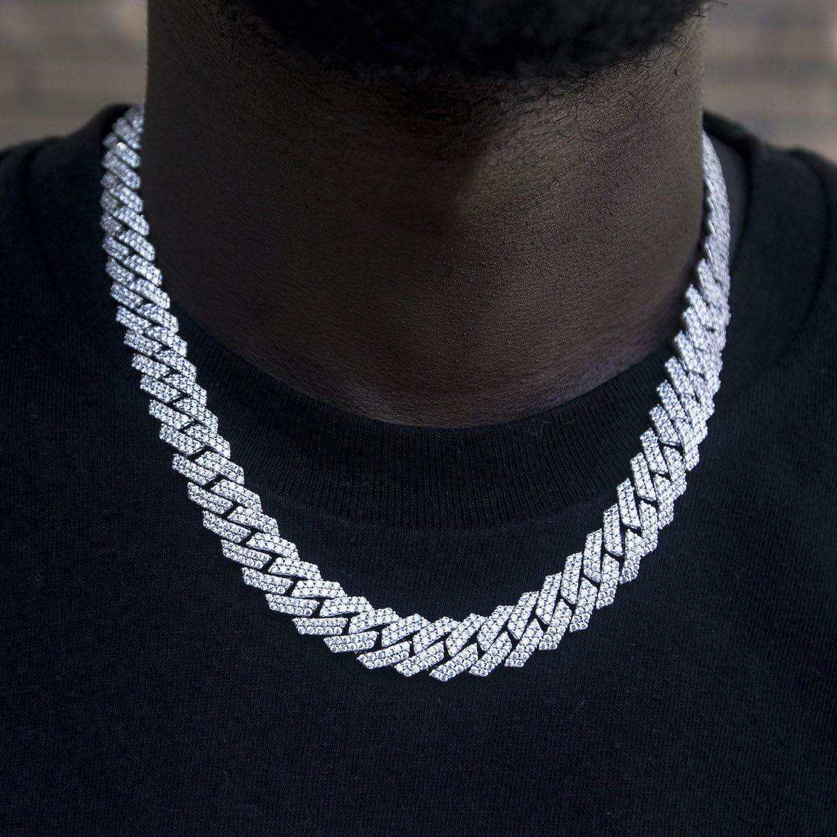 Retiazka ICED prong link v bielom zlate - 12 mm