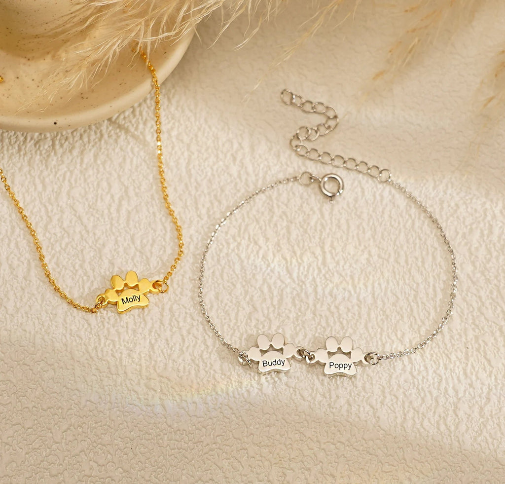 Personalizovaný náramok s menom labky